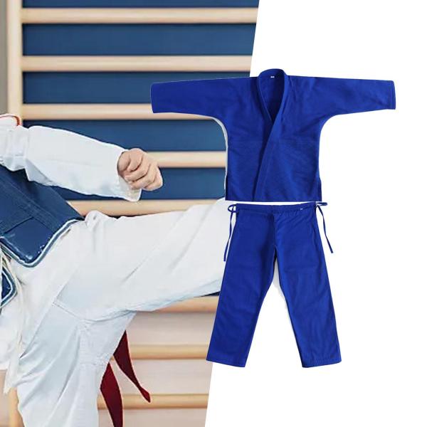 柔道着 通気性 柔術ユニフォーム 競技用 スパーリング トレーニング用 ブルー 180cm