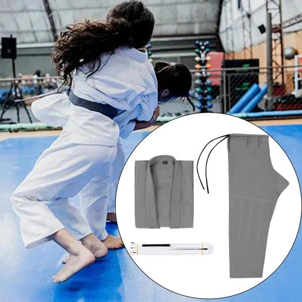 ブラジリアン柔術着スーツ 耐摩耗性パンツ ジャケット 柔術着ベルト付き グレー