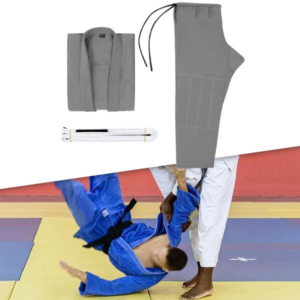 ブラジリアン柔術着スーツ 耐摩耗性パンツ ジャケット 柔術着ベルト付き グレー