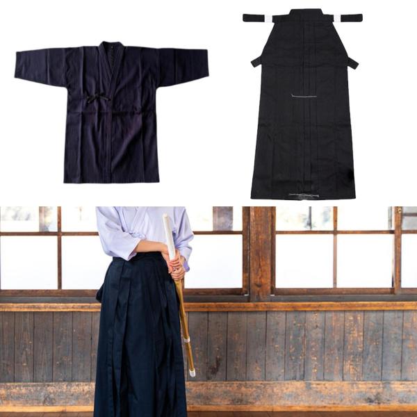 剣道ユニフォームセット 剣道袴 通気性 忍者 柔道 和服 袴 180cm 青と黒