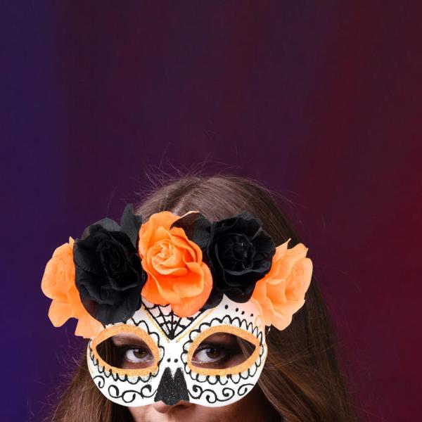 仮面舞踏会マスク パーティー用品 クラブ ハロウィン カーニバル用 ノベルティアイマスク 17x13cm オレンジ