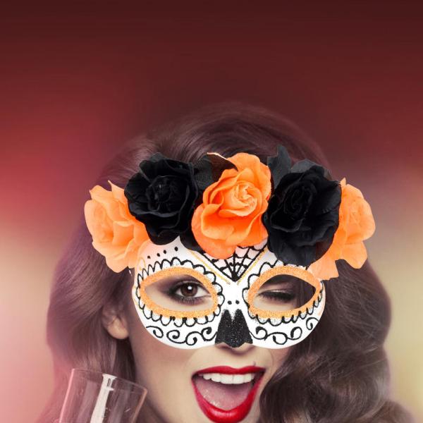 仮面舞踏会マスク パーティー用品 クラブ ハロウィン カーニバル用 ノベルティアイマスク 17x13cm オレンジ