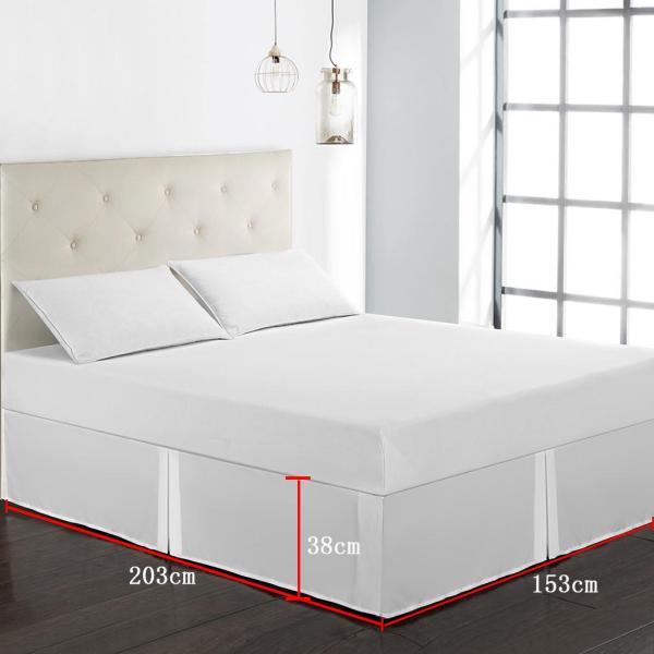 ソリッドカラーホテルプリーツベッドスカートリンクル＆フェード耐性White_Queen