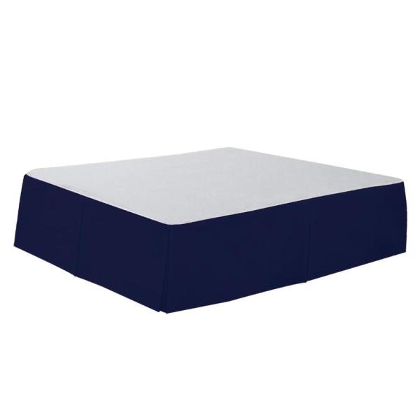 ソリッドカラーホテルプリーツベッドスカートリンクル＆フェード耐性ブルー_クイーン