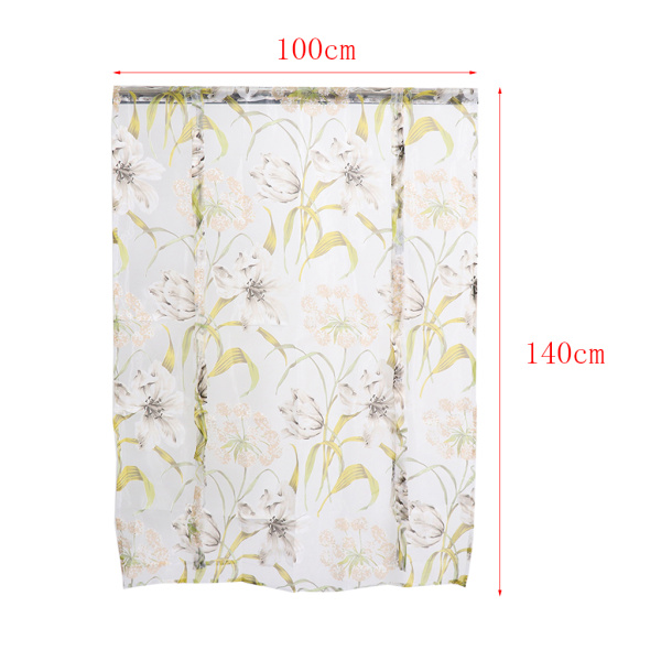刺繍入りレースウィンドウボイルシアーカーテンヴァランスティアホワイト100X140CM