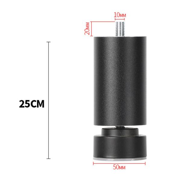 ブラック 25cm ソファの脚 金属製の家具の脚 m10 調節可能なベッドの脚