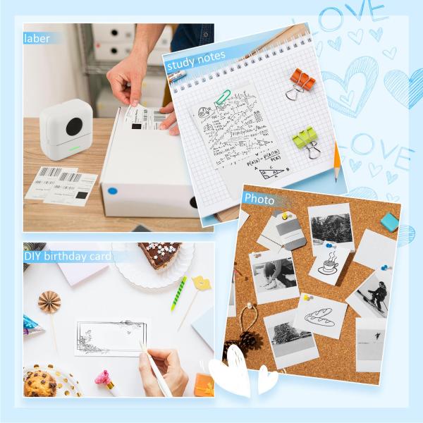 ポータブルミニプリンター、10ロール紙付きインクレスステッカープリンター、