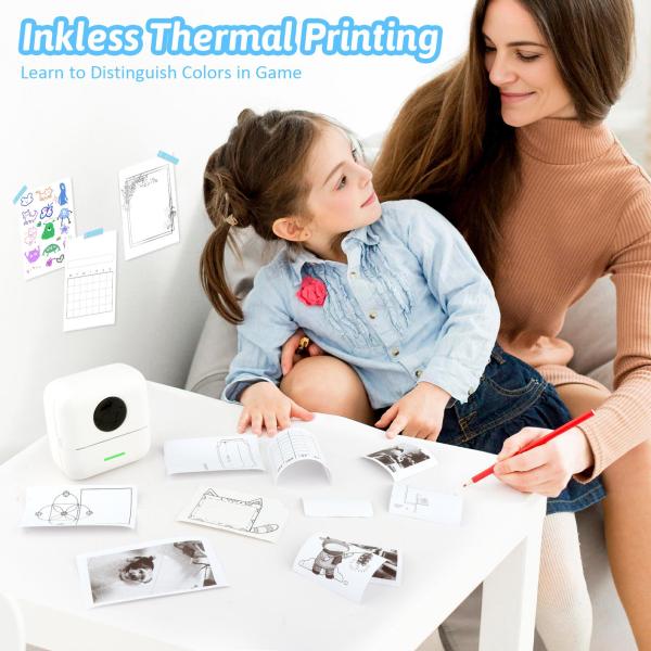 ポータブルミニプリンター、10ロール紙付きインクレスステッカープリンター、