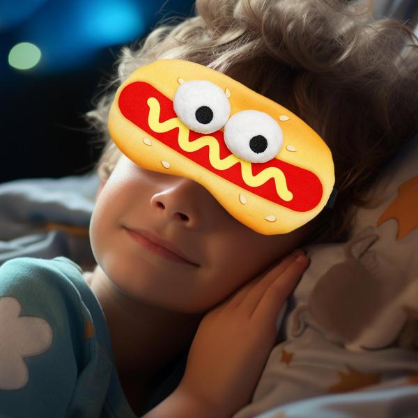 子供用漫画アイマスク ソフト睡眠アイマスク 旅行用 昼休み 睡眠 ホットドッグ柄