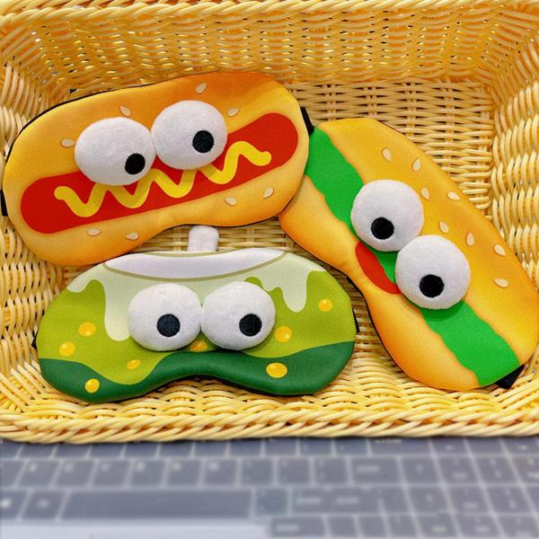 子供用漫画アイマスク ソフト睡眠アイマスク 旅行用 昼休み 睡眠 ホットドッグ柄