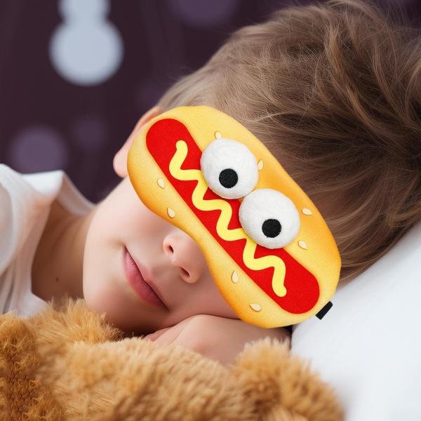 子供用漫画アイマスク ソフト睡眠アイマスク 旅行用 昼休み 睡眠 ホットドッグ柄