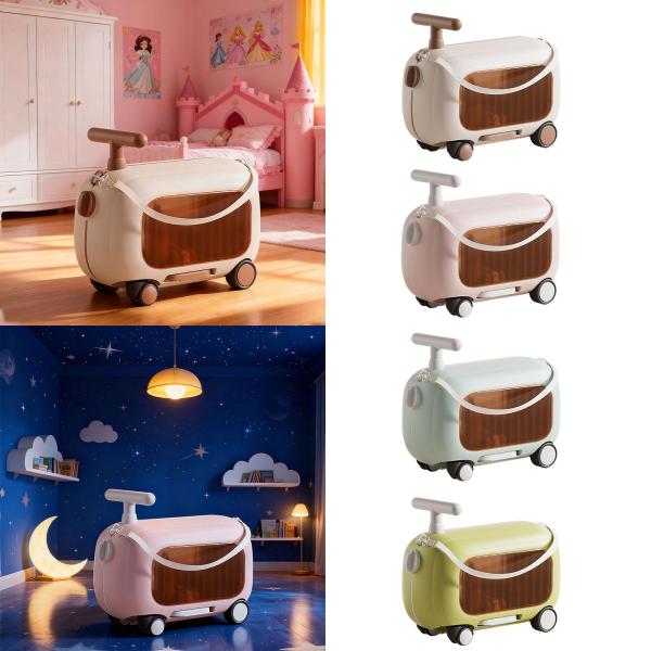 ライドオンスーツケース ギフト 機内持ち込み手荷物 アウトドア旅行用 子供 男の子 女の子 ブラウン