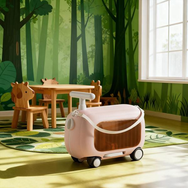 ライドオンスーツケース ギフト 機内持ち込み手荷物 アウトドア旅行用 子供 男の子 女の子 ピンク