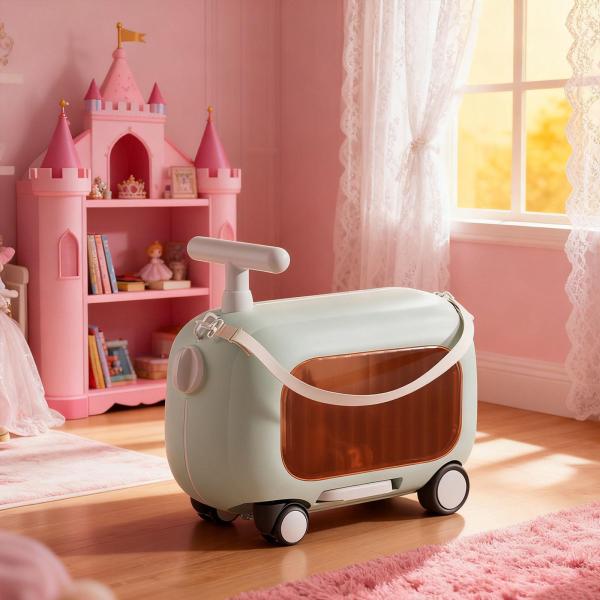 ライドオンスーツケース ギフト 機内持ち込み手荷物 アウトドア旅行用 子供 男の子 女の子 ブルー