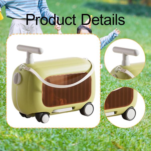 ライドオンスーツケース ギフト 機内持ち込み手荷物 アウトドア旅行用 子供 男の子 女の子 グリーン