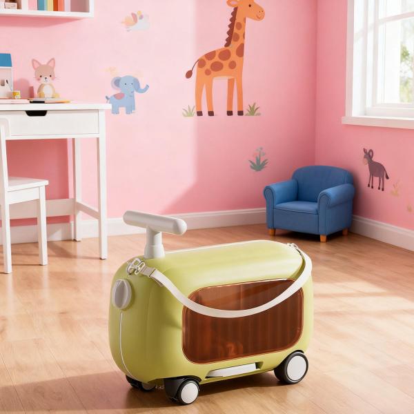 ライドオンスーツケース ギフト 機内持ち込み手荷物 アウトドア旅行用 子供 男の子 女の子 グリーン