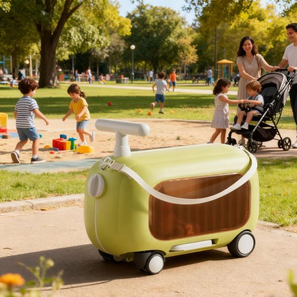 ライドオンスーツケース ギフト 機内持ち込み手荷物 アウトドア旅行用 子供 男の子 女の子 グリーン