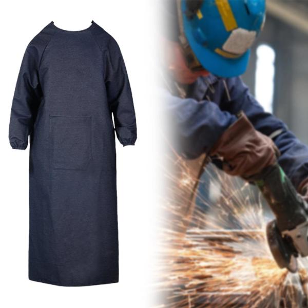 溶接用エプロン 便利な長袖エプロン 溶接工 男性 女性  長さ135cm