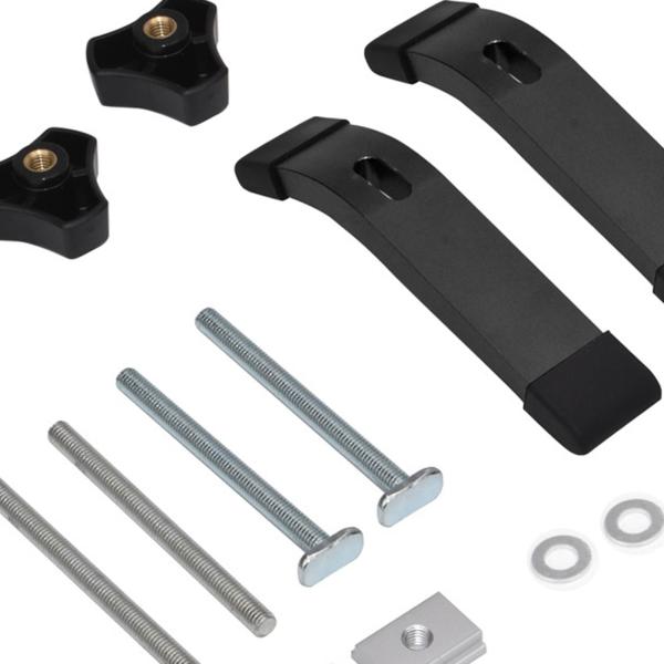 Tトラックホールドダウンクランプ（ボルトとシルダー付き）CNC木工DIYジグ用（黒）