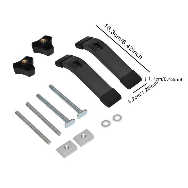 Tトラックホールドダウンクランプ（ボルトとシルダー付き）CNC木工DIYジグ用（黒）