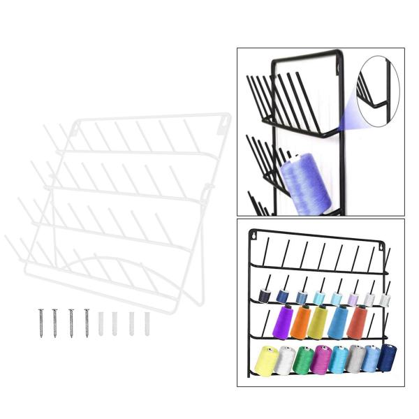 ミシン糸ラックホルダー、折りたたみ金属スプールスタンド、安定した省スペース糸オーガナイザースプールホルダー