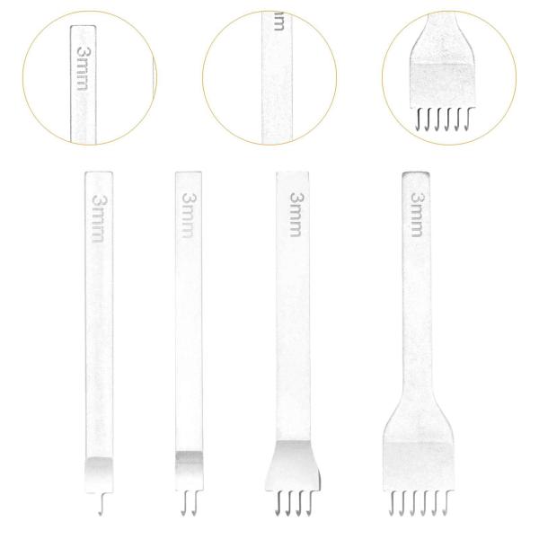 レザークラフトツール 穴あけパンチ ステッチング 時計バンド ストラップ用 3 mm 4個