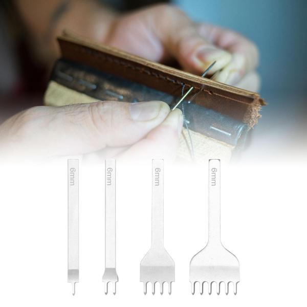 レザークラフトツール 穴あけパンチ ステッチング 時計バンド ストラップ用 6 mm 4個