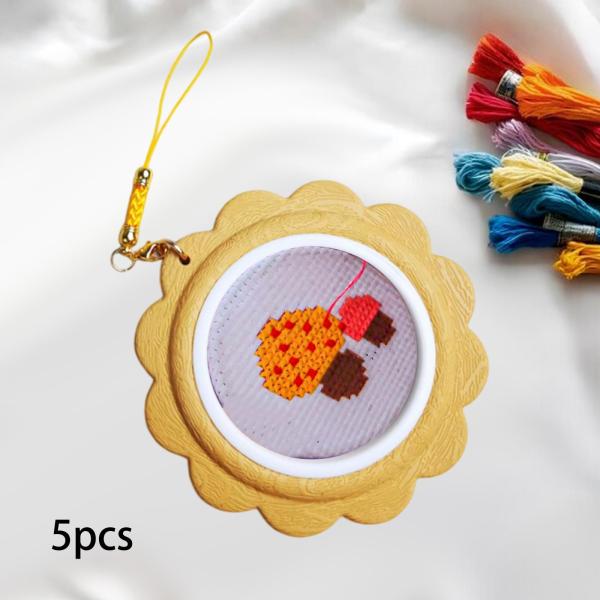 5個入り 小型刺繍枠 丈夫なアートクラフト裁縫用 便利な裁縫キルティング用 イエロー