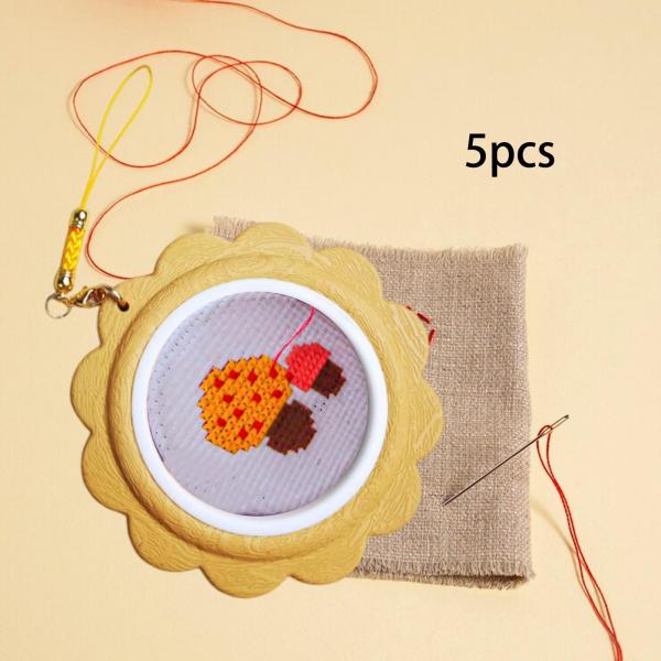 5個入り 小型刺繍枠 丈夫なアートクラフト裁縫用 便利な裁縫キルティング用 イエロー