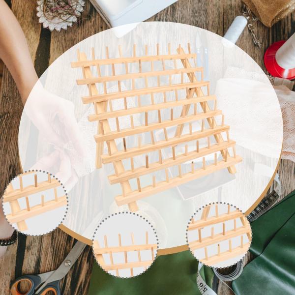 木製糸ラック 裁縫 ポータブル 安定 キルティングアクセサリー 編み込みラック 80スプール