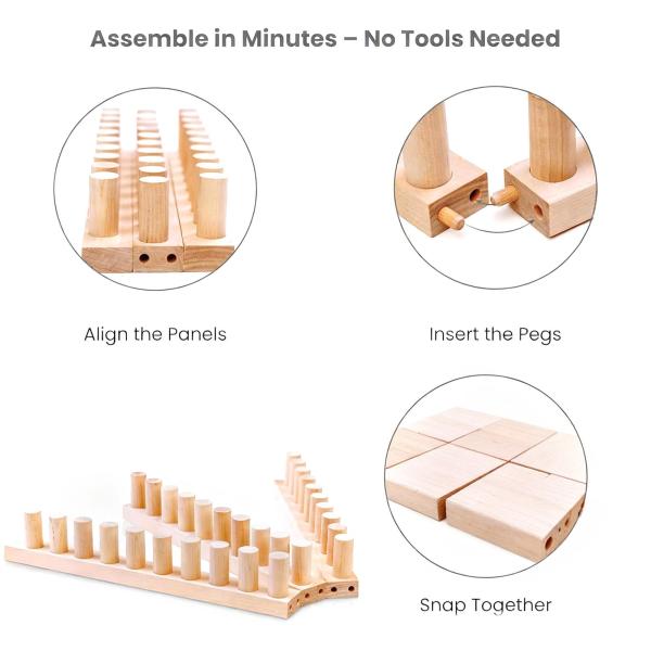DIYスローブランケット用木製織機フレーム サイズ調整可能 ホームデコレーション 丈夫な木製ペグフレーム 糸工芸 初心者向けギフト