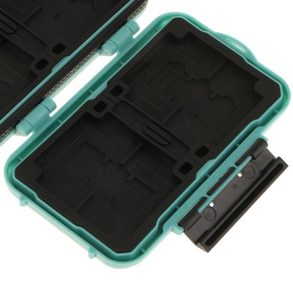 CFカード＆TFカード＆カード用24メモリーカードケースキャリングホルダー収納ボックス-グリーン