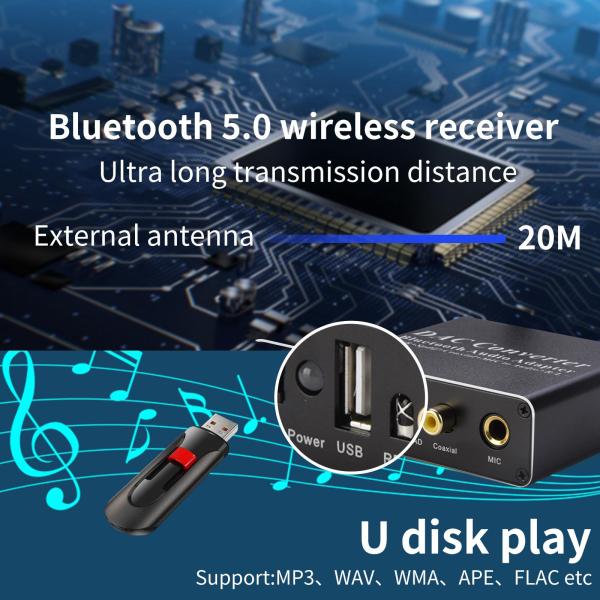 -アナログオーディオコンバーター、同軸/光学式-RCA＆3.5mm、 5.0レシーバーオーディオアダプター、Uディスクミュージック用、シネマ、ホームシ