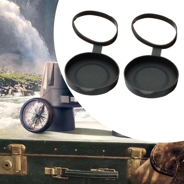 双眼鏡レンズキャップ 交換部品 簡単な取り付け 黒色保護カバー 対物レンズ