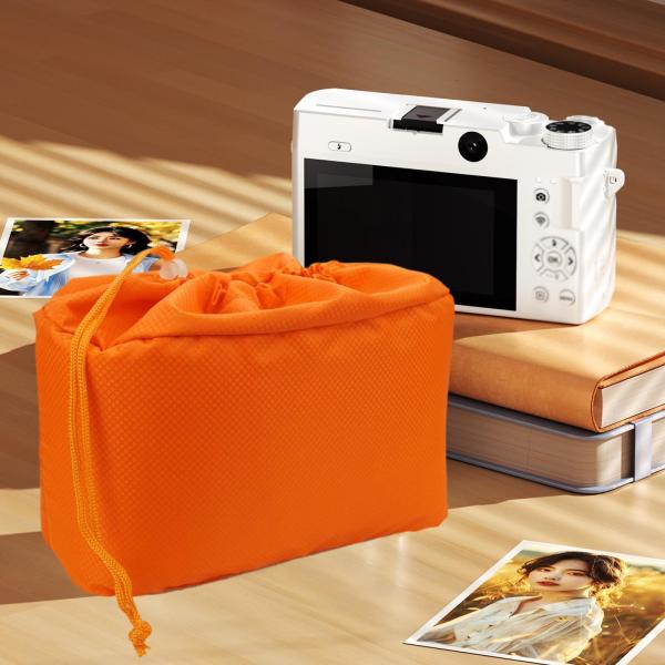 カメラインサートバッグ デジタル一眼レフカメラ用 厚手保護ポーチ オレンジ