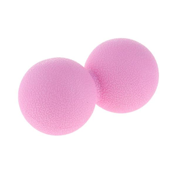 筋膜リリース、筋肉の結び目、ヨガ、フィットネス、エクササイズ用のマッサージボール , ダブルボールピンク