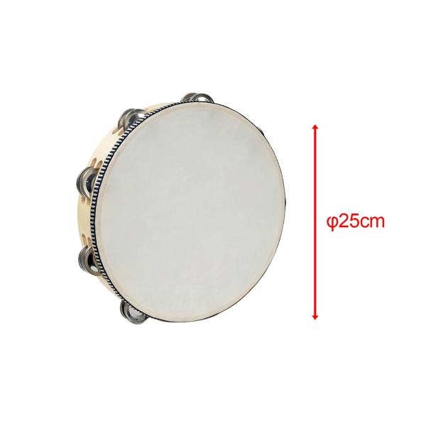 木製ハンドヘルド タンバリン メタル ジングル パーカッション チャーチ パーティー 大人用 10インチ ウッド