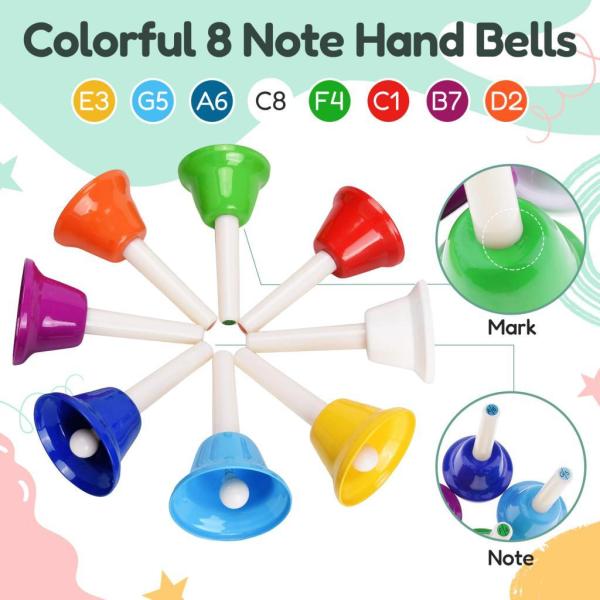 8 ノートダイアトニックメタルハンドベルセット楽器子供のための子供音楽玩具打楽器