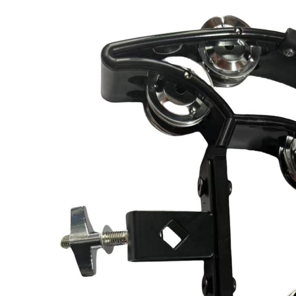 ハイハットタンバリン 音楽リズムタンバリン楽器 金属製 2列ベル 手持ち式パーカッションアクセサリー パーティー KTV用