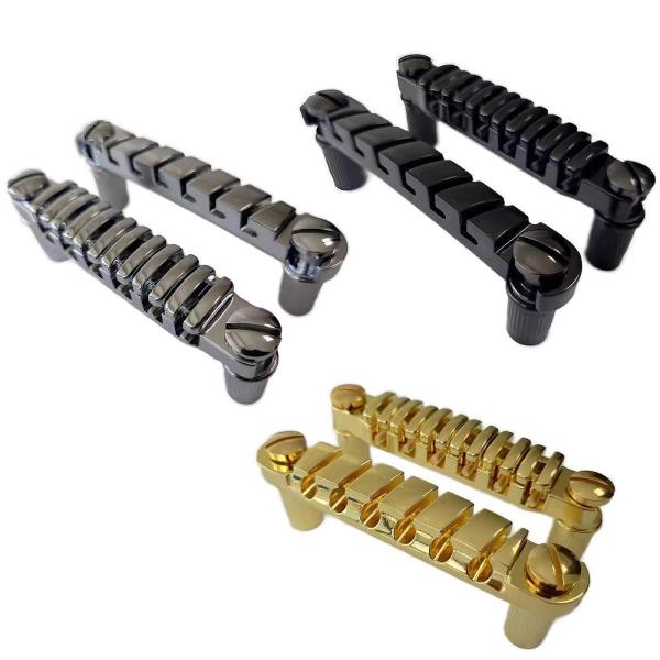 ギターブリッジテールピース 6弦エレキギター用 亜鉛合金 DIY 弦楽器製作者用 ブラック