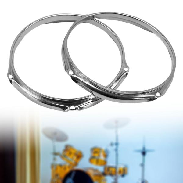 2ピースラグドラムフープセットドラムリング頑丈なプロのドラムパーツメタル交換バッターフープ装飾パフォーマンス , 14インチ6ホール