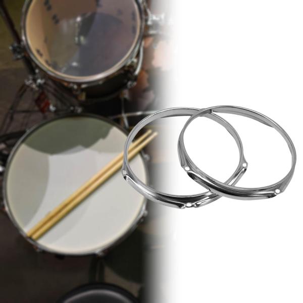 2ピースラグドラムフープセットドラムリング頑丈なプロのドラムパーツメタル交換バッターフープ装飾パフォーマンス , 14インチ6ホール