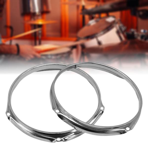 2ピースラグドラムフープセットドラムリング頑丈なプロのドラムパーツメタル交換バッターフープ装飾パフォーマンス , 14インチ6ホール