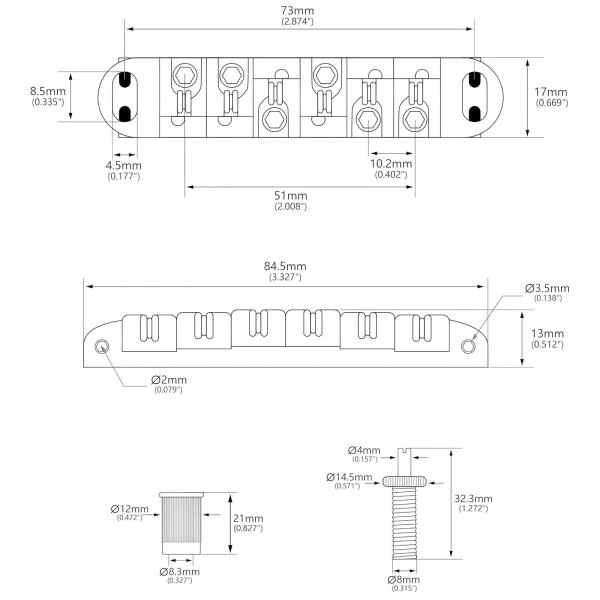 ローラーサドルブリッジ エレキギター用 高安定性 交換用アクセサリー ブラック