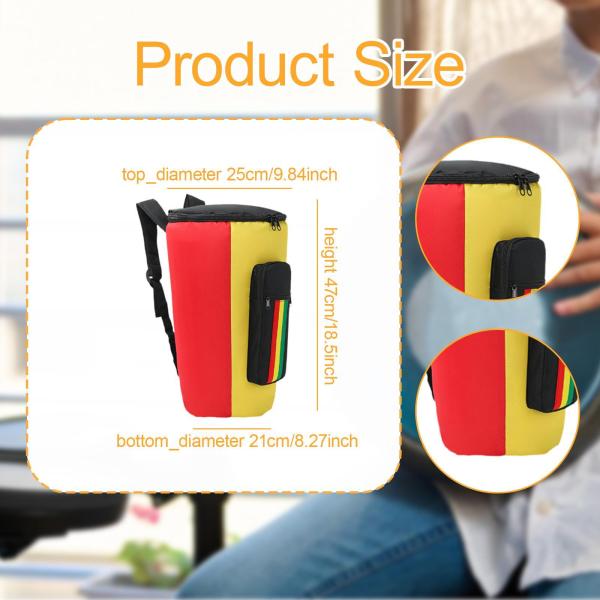 ジャンベバッグ収納ケース 8インチ 防水 丈夫 楽器アクセサリー パッド入り 耐衝撃 アフリカンドラムバッグ キャリーケース
