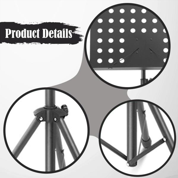 楽器演奏用楽譜スタンド ブックスタンド ミュージシャン初心者向け ブラック