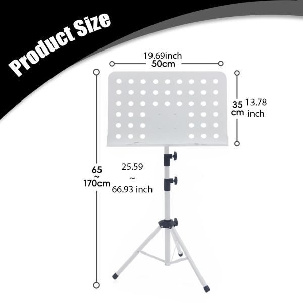 楽器演奏用楽譜スタンド ブックスタンド ミュージシャン初心者用 ホワイト