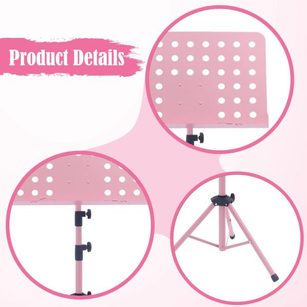 楽器演奏用楽譜スタンド ブックスタンド ミュージシャン初心者向け ピンク