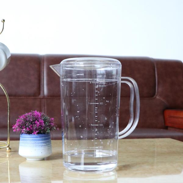 水、お茶、レモネード、ミルク保存用蓋付きアクリルピッチャー 2L