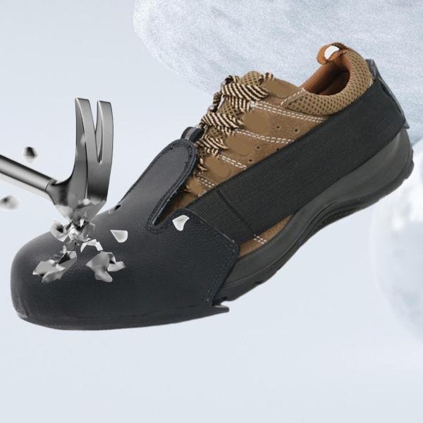 つま先キャップ安全オーバーシューズつま先キャップ安全靴カバーユニバーサル職場アンチスマッシュカバー、アンチスリップ PU レザーオーバーシューズカバー